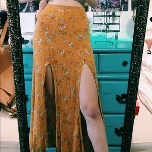 Yellow long flowing skirt